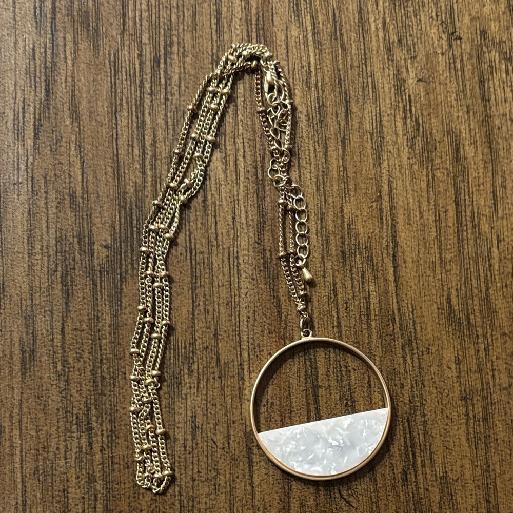 Gold Tone Pendant Statement Necklace